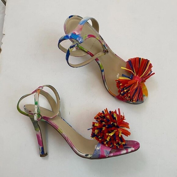 J. CREW COLLECTION pom pom stiletto multicolor heels - Picture 6 of 11